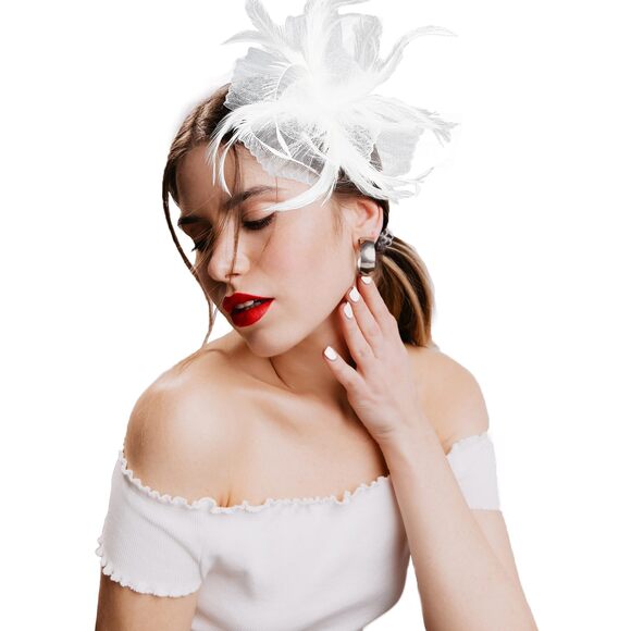 5444 Derby Hat For Women 20s 50s Vintage Fascinator With Headband And Clip main image 6